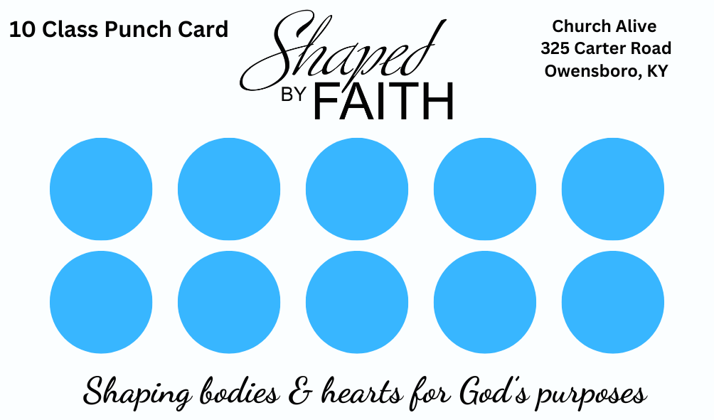 Punch Card for 10 Fitness Classes